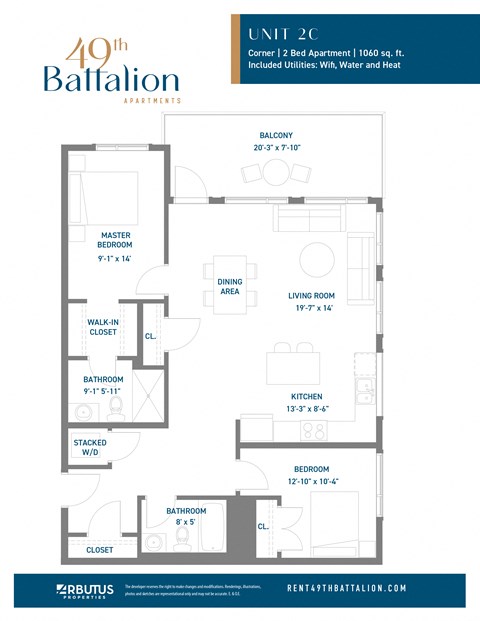 a floor plan of a bedroom apartment